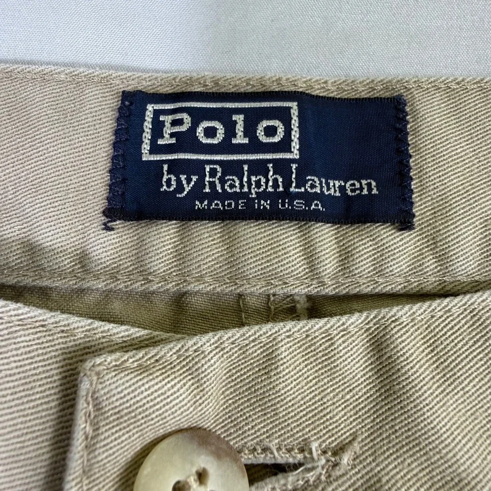 Vintage Polo Ralph Lauren Pants Mens 42 (Fits 40x31) Beige Baggy Made in USA 90s